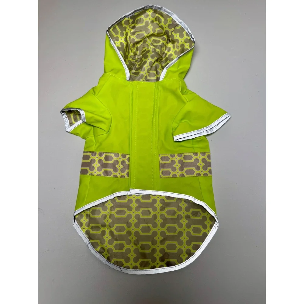 Good2Go Dog Raincoat Neon Lime Green Reflective Hooded Jacket XS